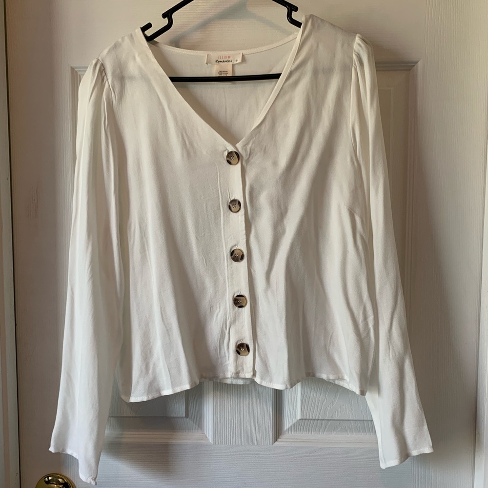 Cute White Button Up Top